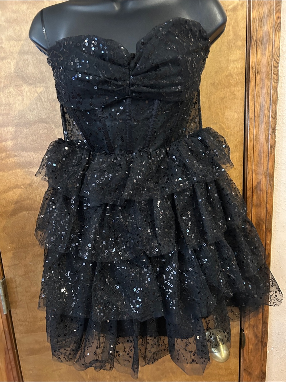 Lulu's Black Sequin Tiered Mini Dress